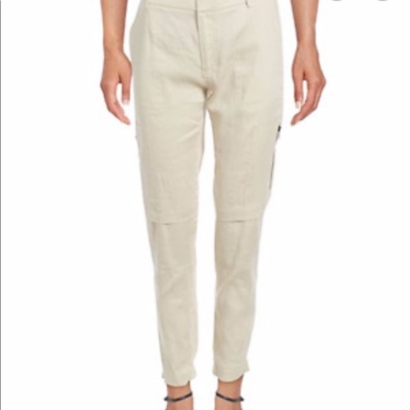 Vince Pants - VINCE Ivory Linen Blend Cargo Jogger Trouser Pants